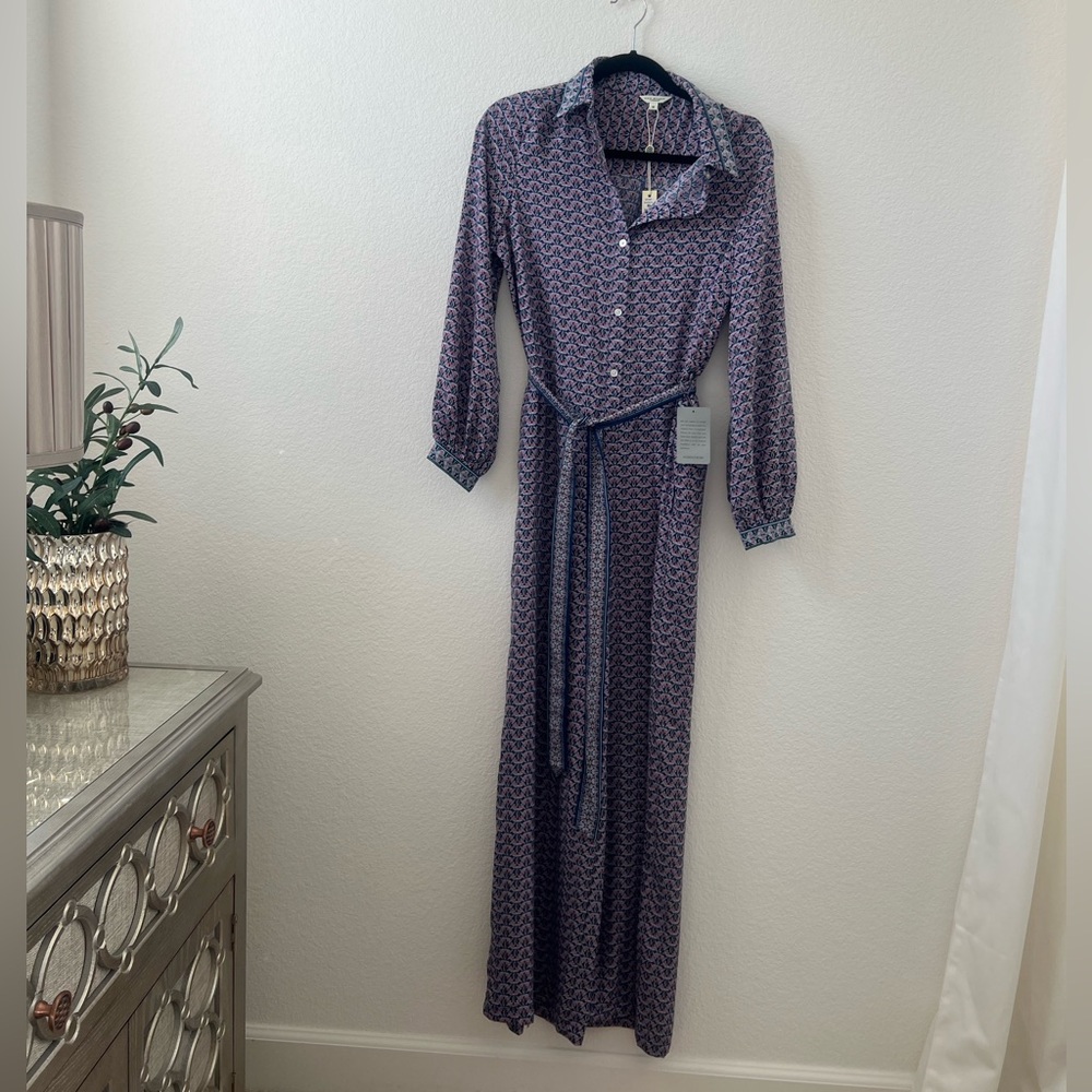 NEW Max Studio Jumpsuit Blue and Pink Pattern